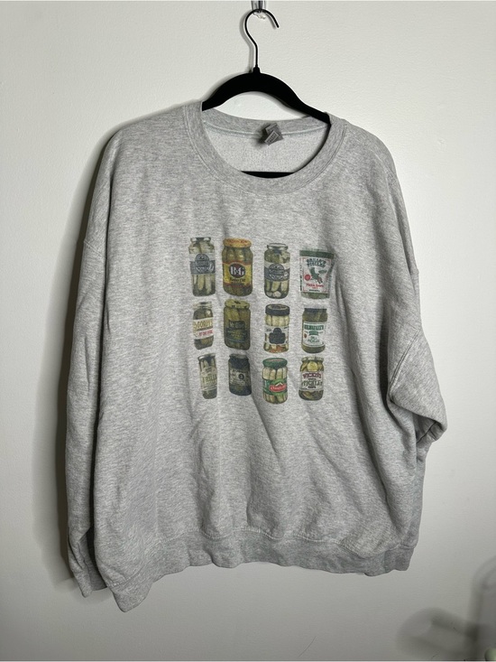 tiktok Other - Gray Graphic Pickle jar Crewneck Sweatshirt sz xxl